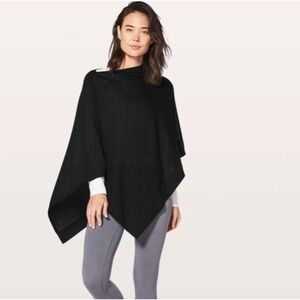 Lululemon Yin Poncho Cashmere Blend Boolux Knit Travel Wrap Shawl One Size